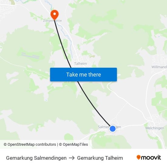 Gemarkung Salmendingen to Gemarkung Talheim map