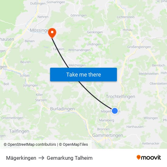 Mägerkingen to Gemarkung Talheim map