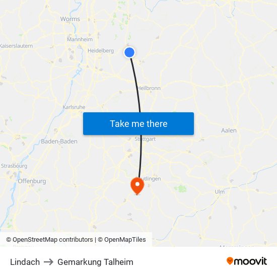 Lindach to Gemarkung Talheim map
