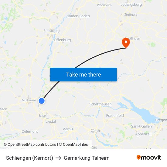 Schliengen (Kernort) to Gemarkung Talheim map