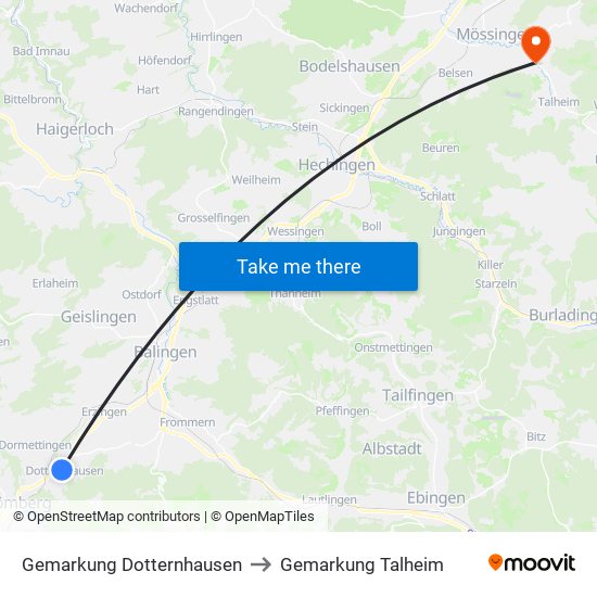 Gemarkung Dotternhausen to Gemarkung Talheim map