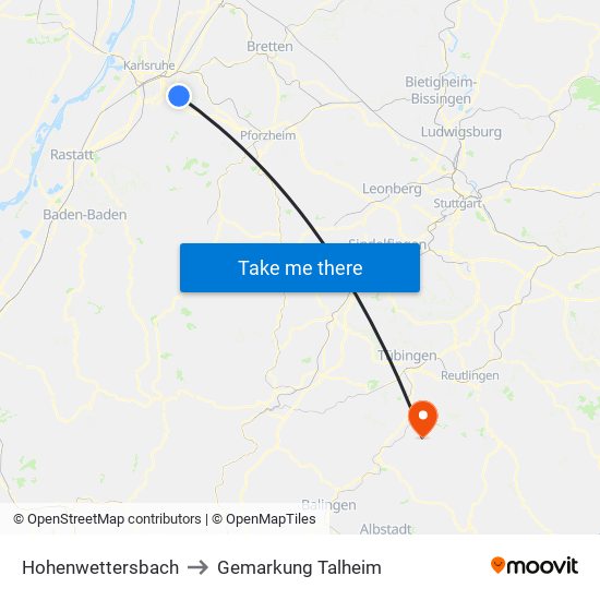 Hohenwettersbach to Gemarkung Talheim map