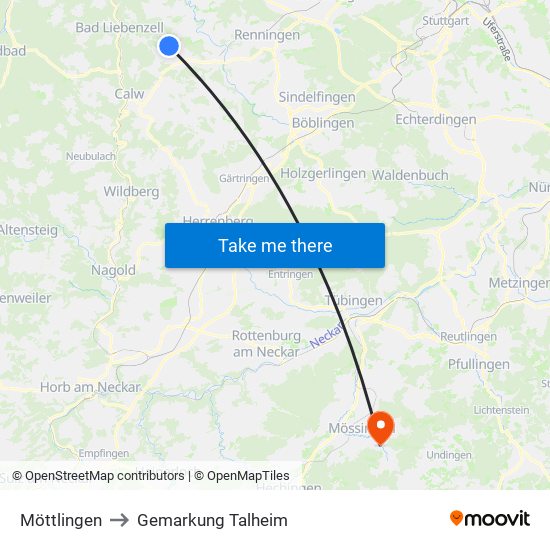 Möttlingen to Gemarkung Talheim map