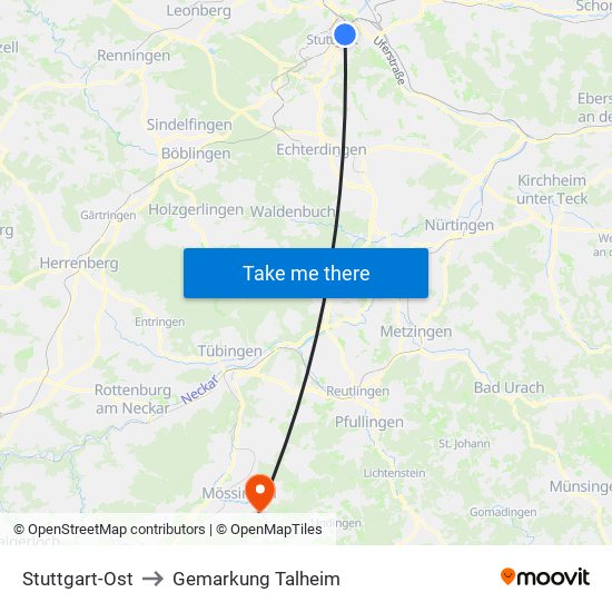 Stuttgart-Ost to Gemarkung Talheim map