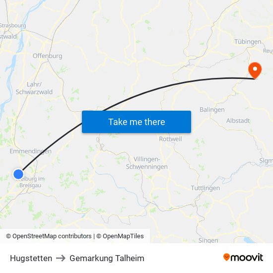 Hugstetten to Gemarkung Talheim map