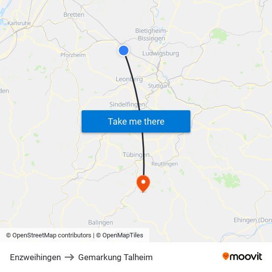Enzweihingen to Gemarkung Talheim map