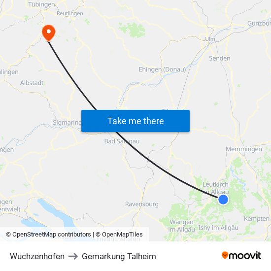 Wuchzenhofen to Gemarkung Talheim map