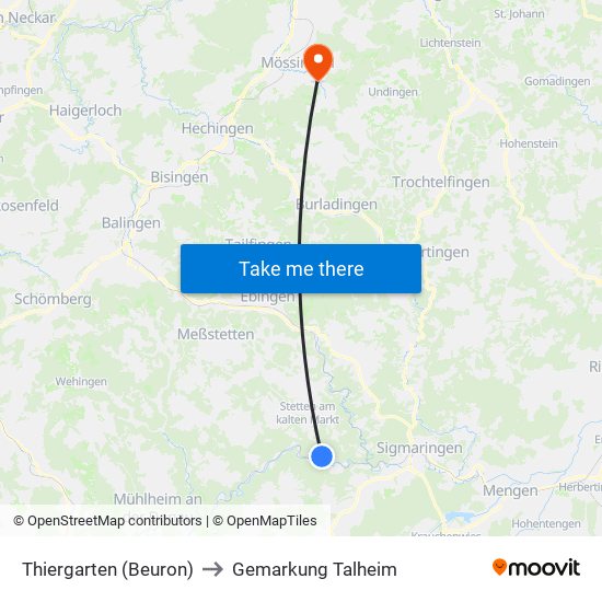 Thiergarten (Beuron) to Gemarkung Talheim map