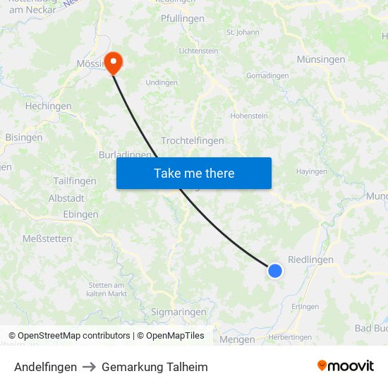 Andelfingen to Gemarkung Talheim map