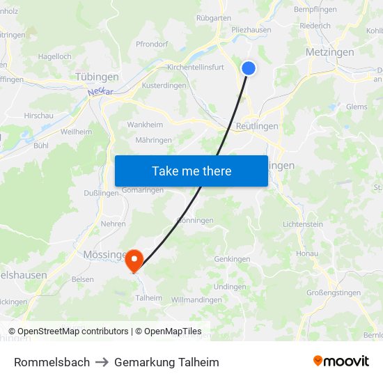 Rommelsbach to Gemarkung Talheim map