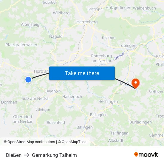 Dießen to Gemarkung Talheim map