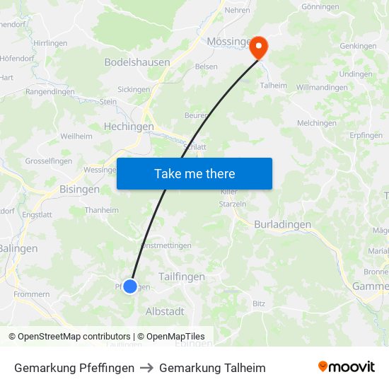 Gemarkung Pfeffingen to Gemarkung Talheim map