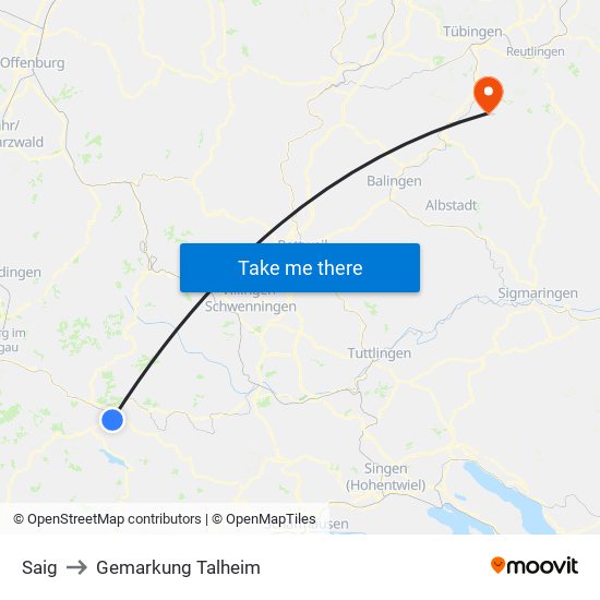 Saig to Gemarkung Talheim map