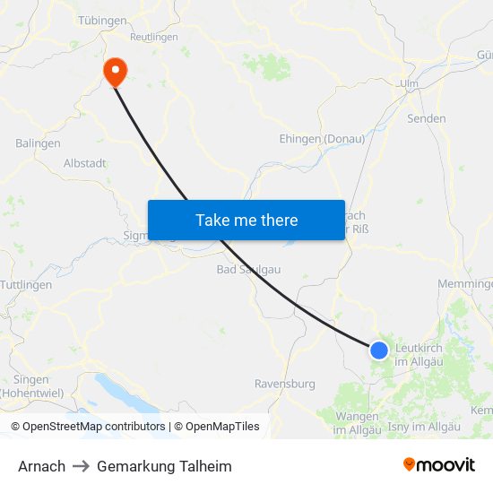 Arnach to Gemarkung Talheim map