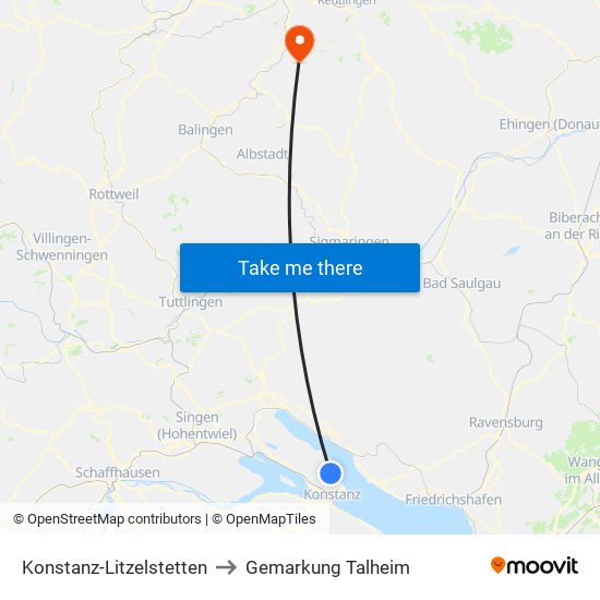 Konstanz-Litzelstetten to Gemarkung Talheim map