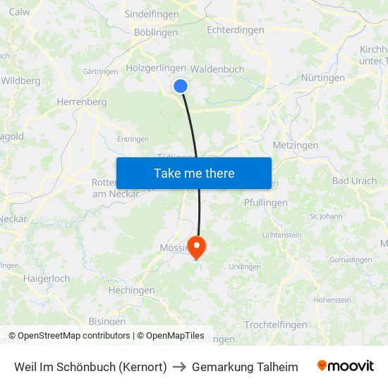 Weil Im Schönbuch (Kernort) to Gemarkung Talheim map
