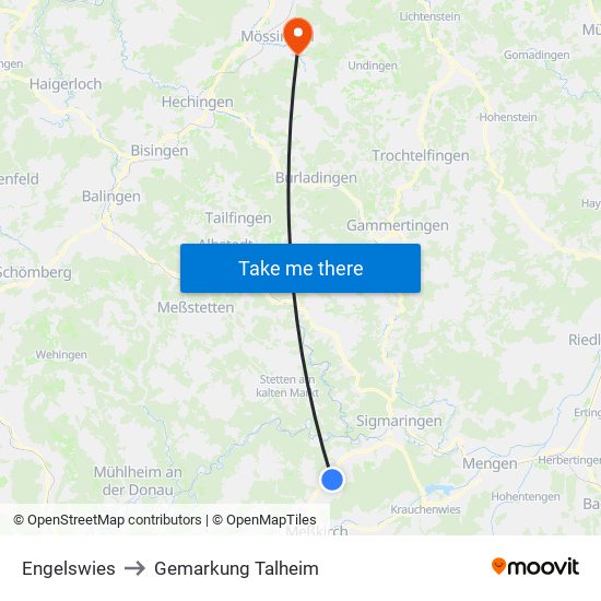 Engelswies to Gemarkung Talheim map