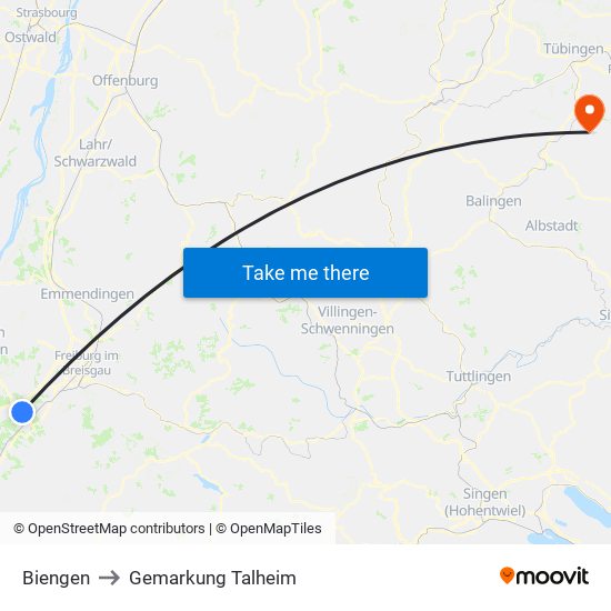 Biengen to Gemarkung Talheim map