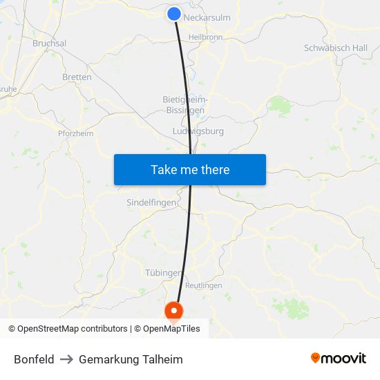 Bonfeld to Gemarkung Talheim map