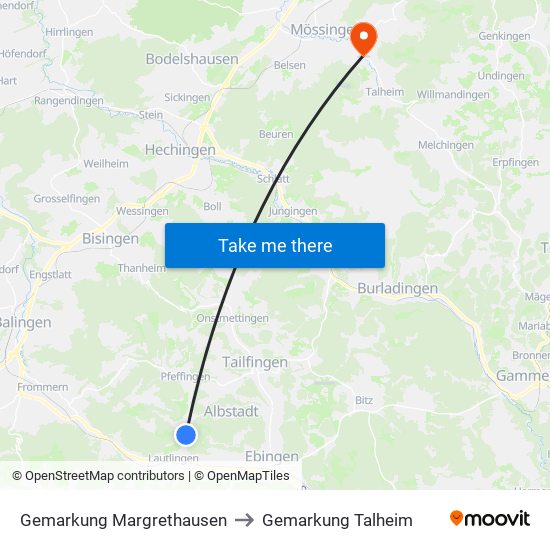 Gemarkung Margrethausen to Gemarkung Talheim map