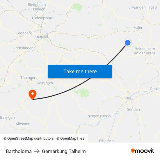 Bartholomä to Gemarkung Talheim map