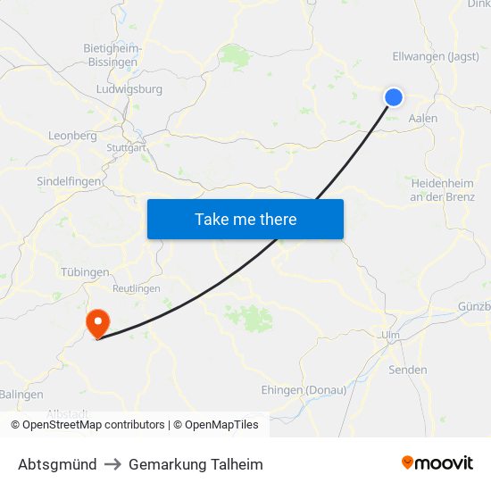 Abtsgmünd to Gemarkung Talheim map