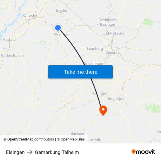 Eisingen to Gemarkung Talheim map