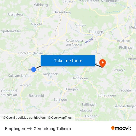 Empfingen to Gemarkung Talheim map