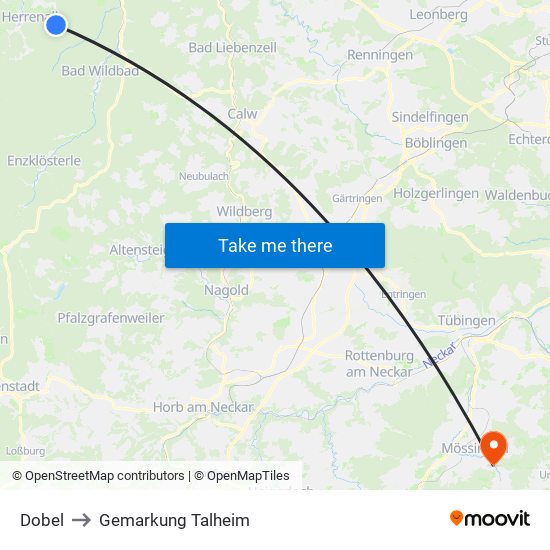 Dobel to Gemarkung Talheim map