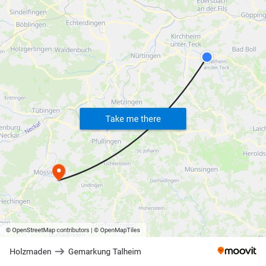 Holzmaden to Gemarkung Talheim map