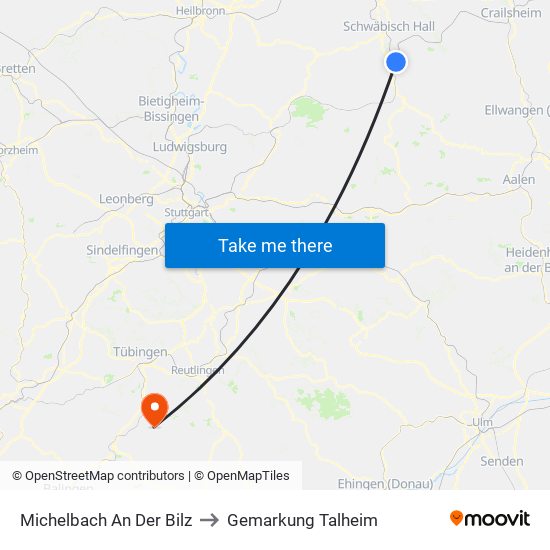 Michelbach An Der Bilz to Gemarkung Talheim map