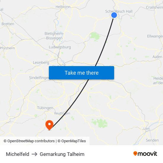 Michelfeld to Gemarkung Talheim map