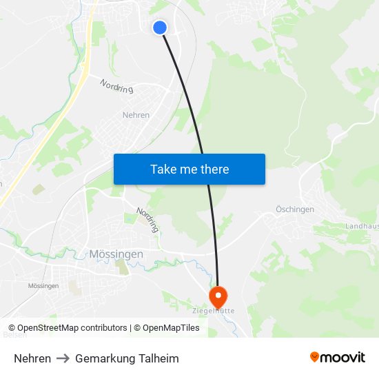 Nehren to Gemarkung Talheim map
