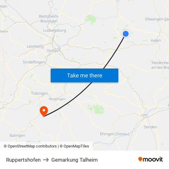 Ruppertshofen to Gemarkung Talheim map