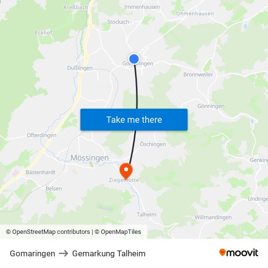 Gomaringen to Gemarkung Talheim map