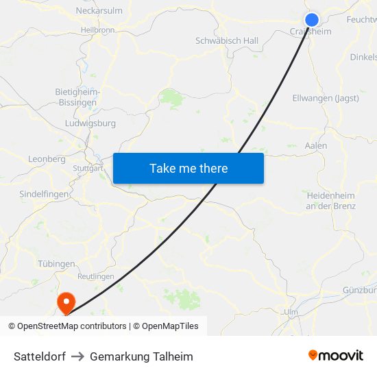 Satteldorf to Gemarkung Talheim map