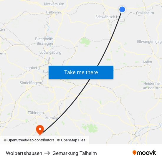 Wolpertshausen to Gemarkung Talheim map