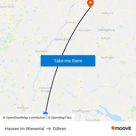 Hausen Im Wiesental to Dühren map