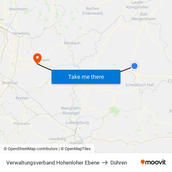 Verwaltungsverband Hohenloher Ebene to Dühren map