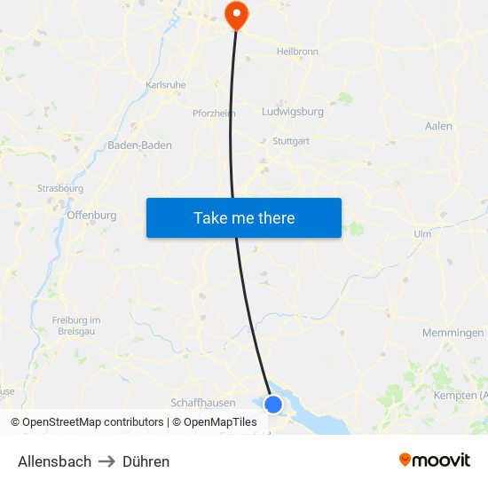 Allensbach to Dühren map