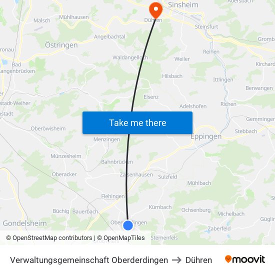 Verwaltungsgemeinschaft Oberderdingen to Dühren map