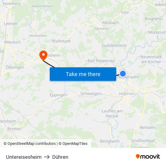 Untereisesheim to Dühren map