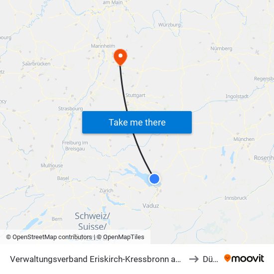 Verwaltungsverband Eriskirch-Kressbronn am Bodensee-Langenargen to Dühren map