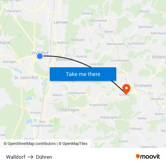 Walldorf to Dühren map