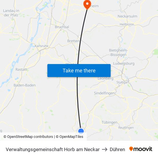 Verwaltungsgemeinschaft Horb am Neckar to Dühren map