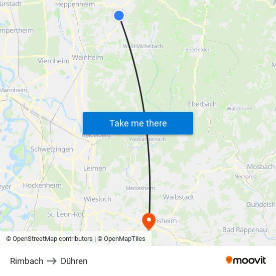 Rimbach to Dühren map