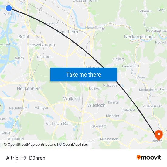 Altrip to Dühren map
