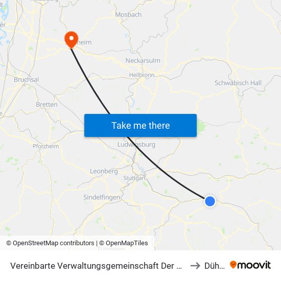Vereinbarte Verwaltungsgemeinschaft Der Stadt Uhingen to Dühren map