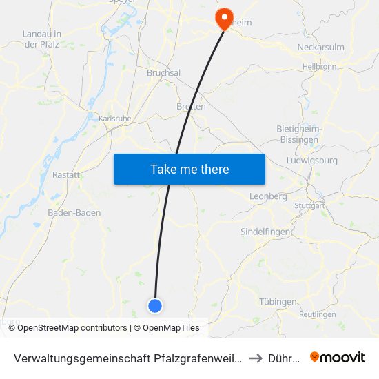 Verwaltungsgemeinschaft Pfalzgrafenweiler to Dühren map