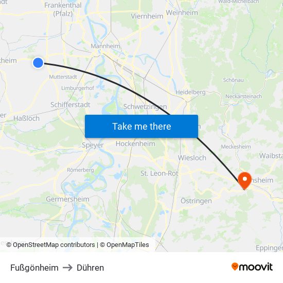 Fußgönheim to Dühren map